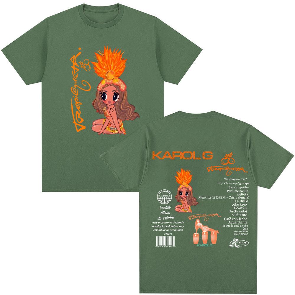 Karol G 2025 New Album Tropicoqueta T-shirt Unisex Women Clothing Fashion Hip Hop Harajuku T-shirts Casual Cotton Oversized T Shirt