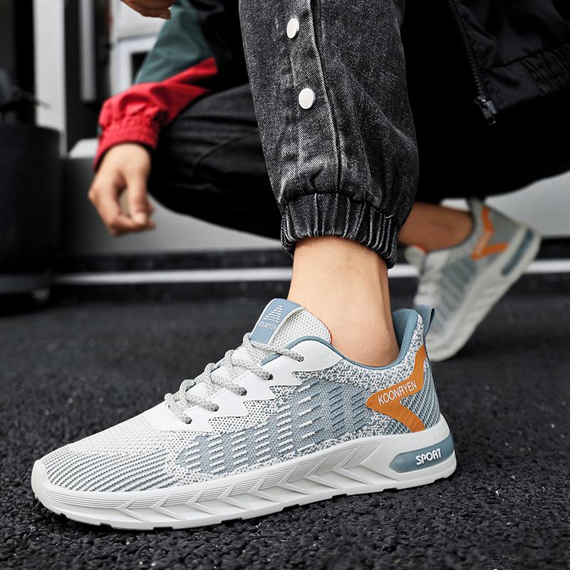 Men's Lace Up Breathable Running Shoes Lightweight Casual Sports Shoes Korean Version Trendy Mesh Summer Lightweight Deodorizing