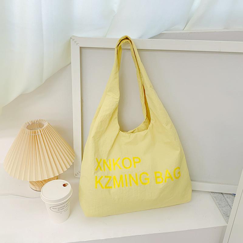 Large Nylon Shoulder Bag With Scrunched Design And Phone Pocket For Womens Fashion