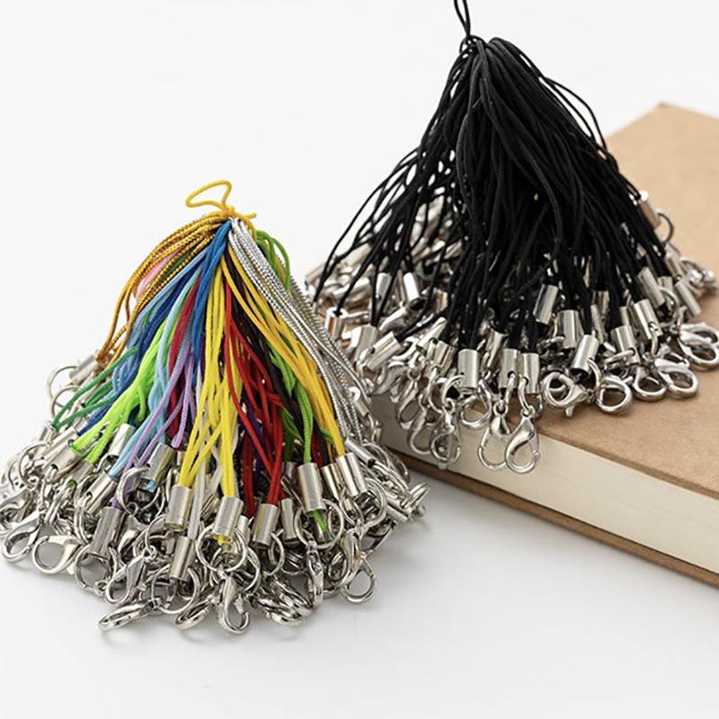 50Pcs Trendy Mobile Phone Strap Convenient Mobile Phone Lanyard With Carabiner Multicolor Polyester Lanyard For Diy Keyring