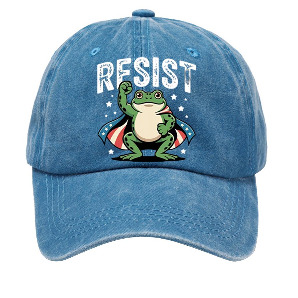 Men's Washed Cotton Baseball Cap With Printed Distressed Soft Top Denim Hat, Vintage Hat