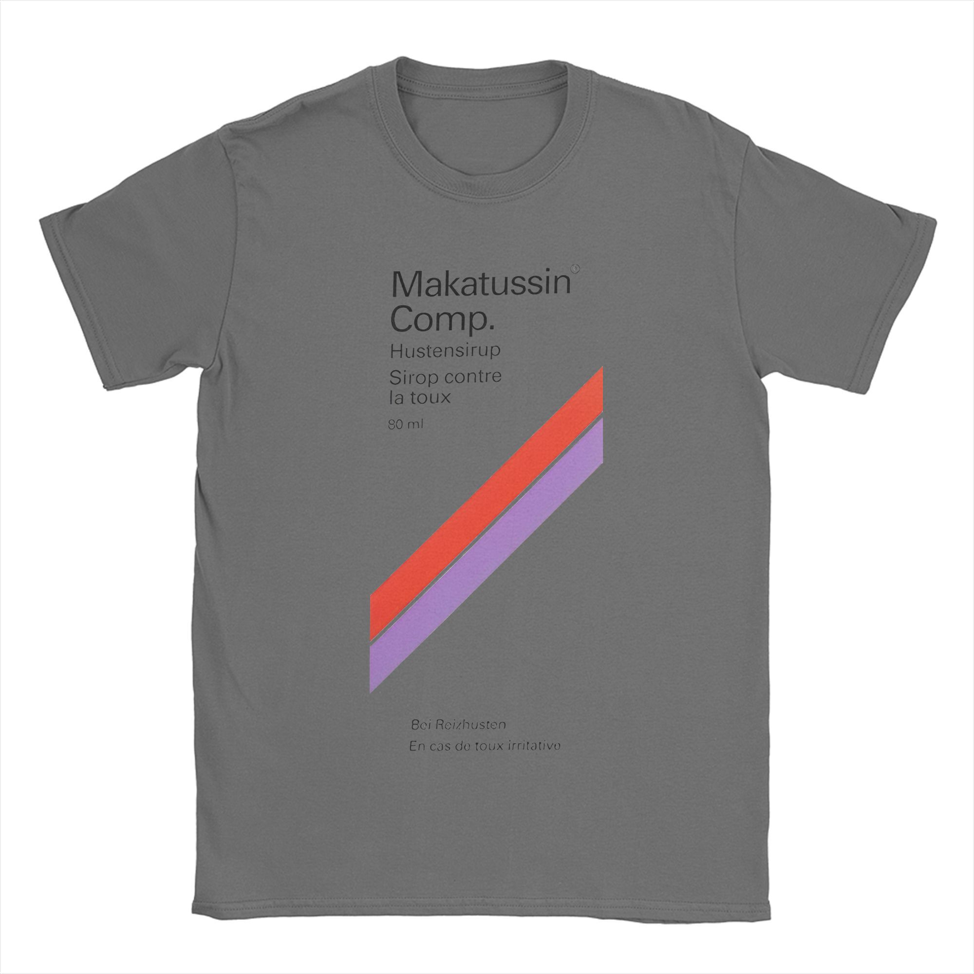 

Men T-Shirts Makatussin Comp 80ml Label Vintage Cotton Tee Shirt Short Sleeve Funny T Shirts Crewneck Clothes Summer 2XL