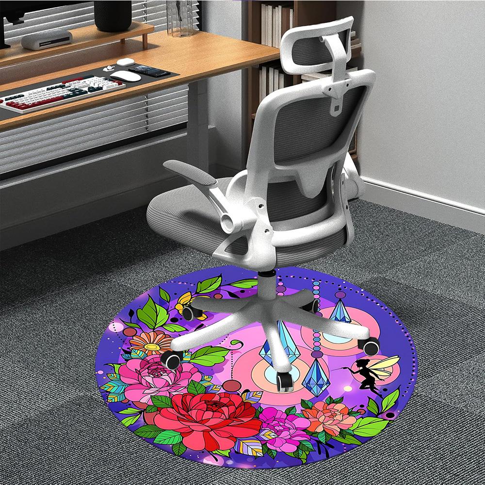 

1pc Flower Mandala Chair Carpet for Office, Soft, Non-Slip Polyester Mat, Office, Entryway, Living Room, Bedroom, yy251207218 80cm by 80cm