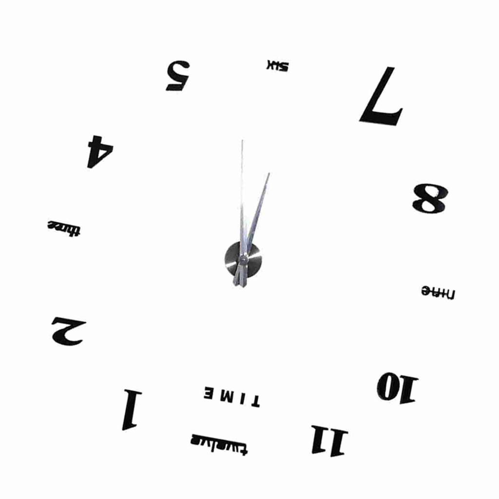 Modern DIY Large Wall Clock Kit 3D Mirror Surface Sticker for Home Office Room