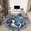 1pc Celestial Mermaid Office Round Area Rug, Indoor Mat Suitable For Office, Under Office Chairs Bedroom Living Room Home Decor, Room Deco