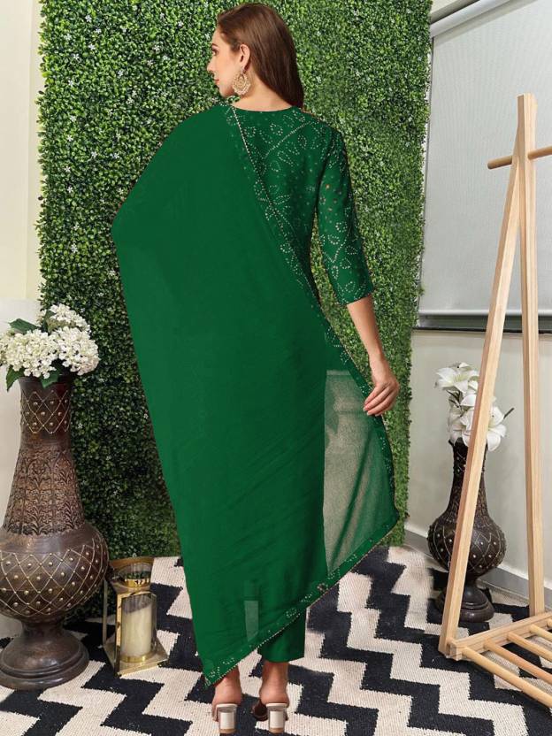 Women Top Tunic Cotton Rayon Kurta Pant Dupatta Set Indian Bollywood Pakistani Kurti Suit