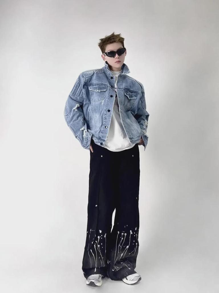 Men's Trendy Vintage Washed Ripped Denim Jacket - Versatile Retro Design for Spring and Autumn