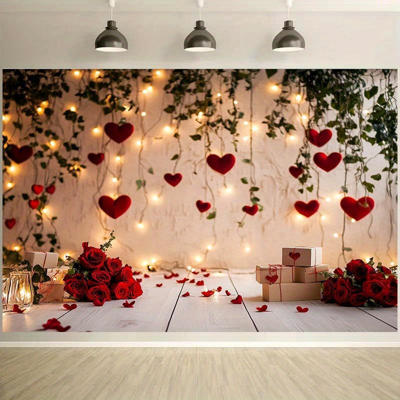 1 piece of 2D flat background cloth, "Romantic Valentine's Day Background Cloth: Lighting up Love Elements