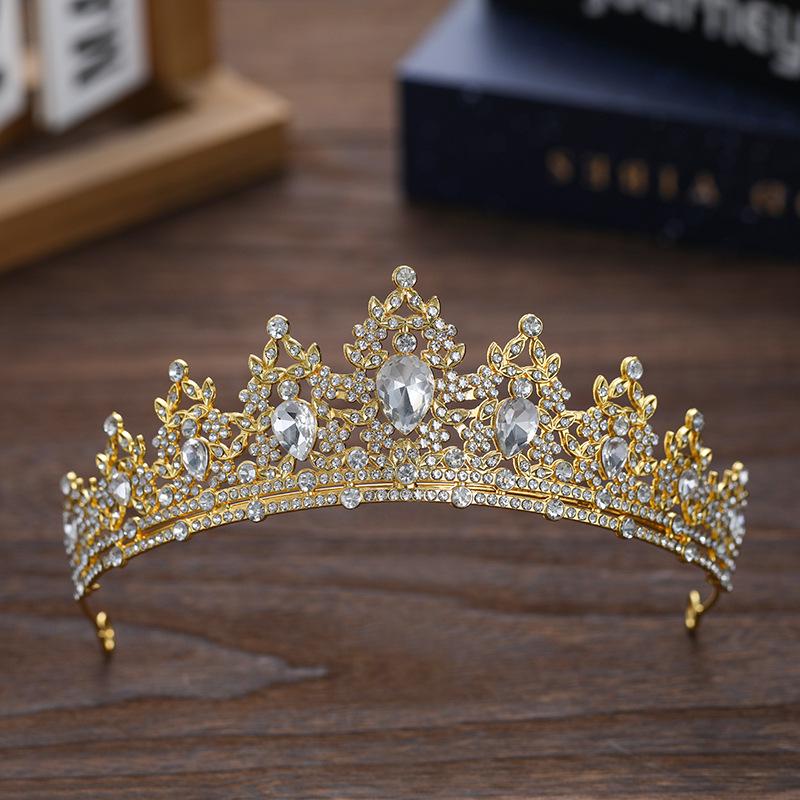 Baroque Rhinestone Bride Crown: Colorful Alloy Headband for Wedding and Evening Gown Accessories