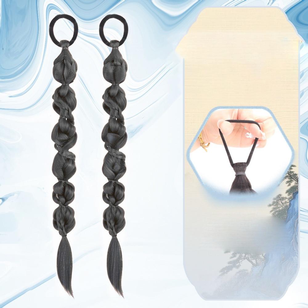 70cm Chinese Style Synthetic Braided Ponytail Wig Women Long Double Twisted Boxing Braids Hair Extension