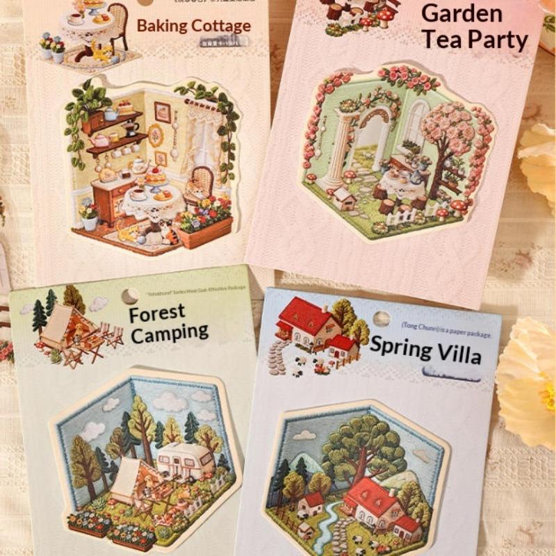 DIY Creative 3D Cartoon Landscape Stickers Spring Theme Wall Decals for Kids Bedroom Playroom Decor