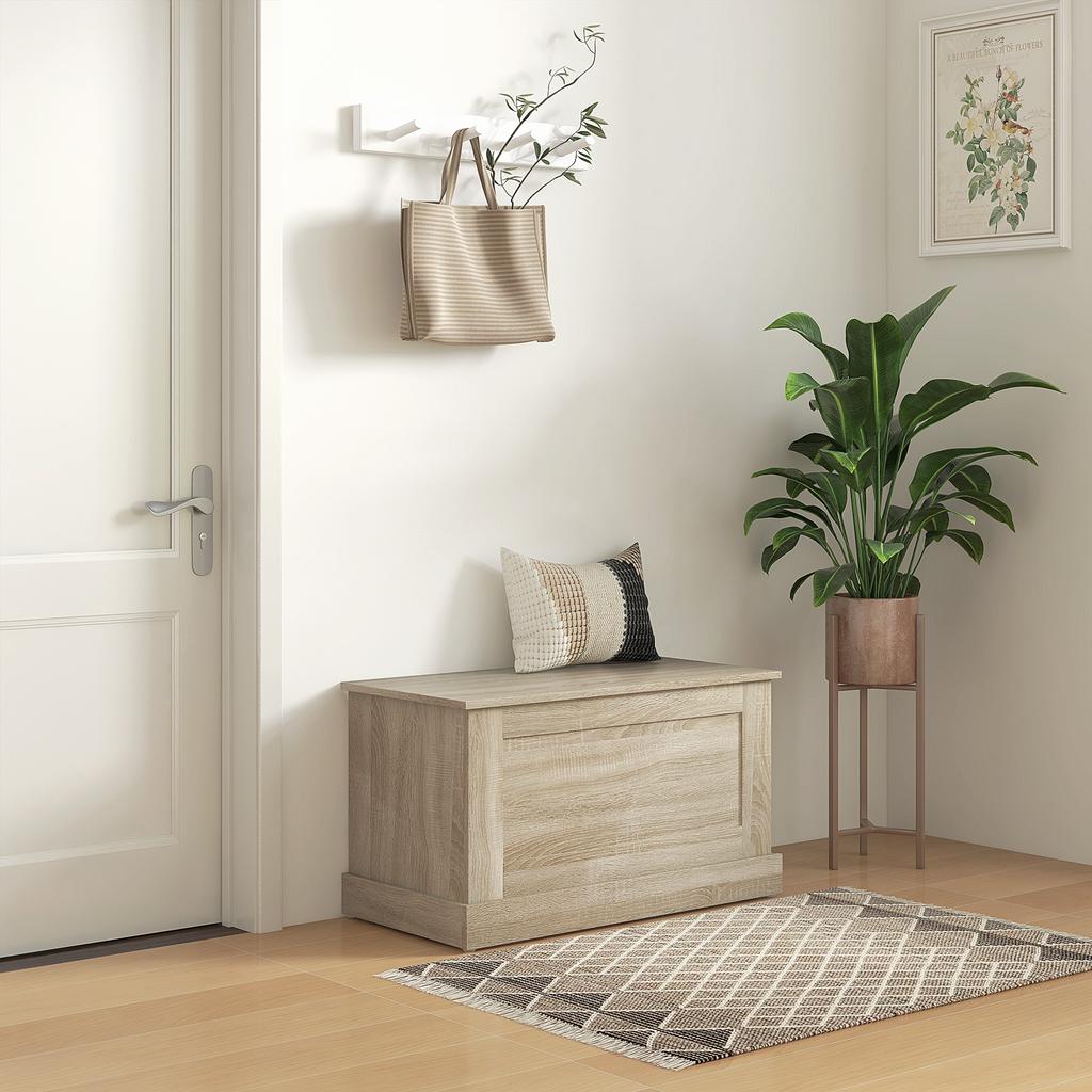 Storage Chest Toy Box With Safety Hinge For Living Room Wooden 80 X 40 X 45 Cm Natural Wood