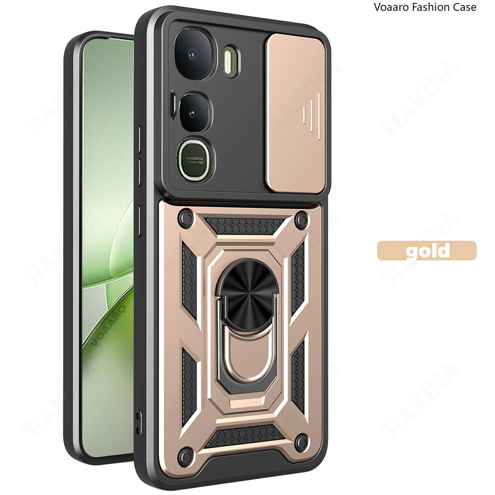 Slide Lens Armor Funda for Vivo Y400 5G Global Case for Vivo Y400 5G Case Magnetic Ring Stand Holder Cover Shockproof Capa