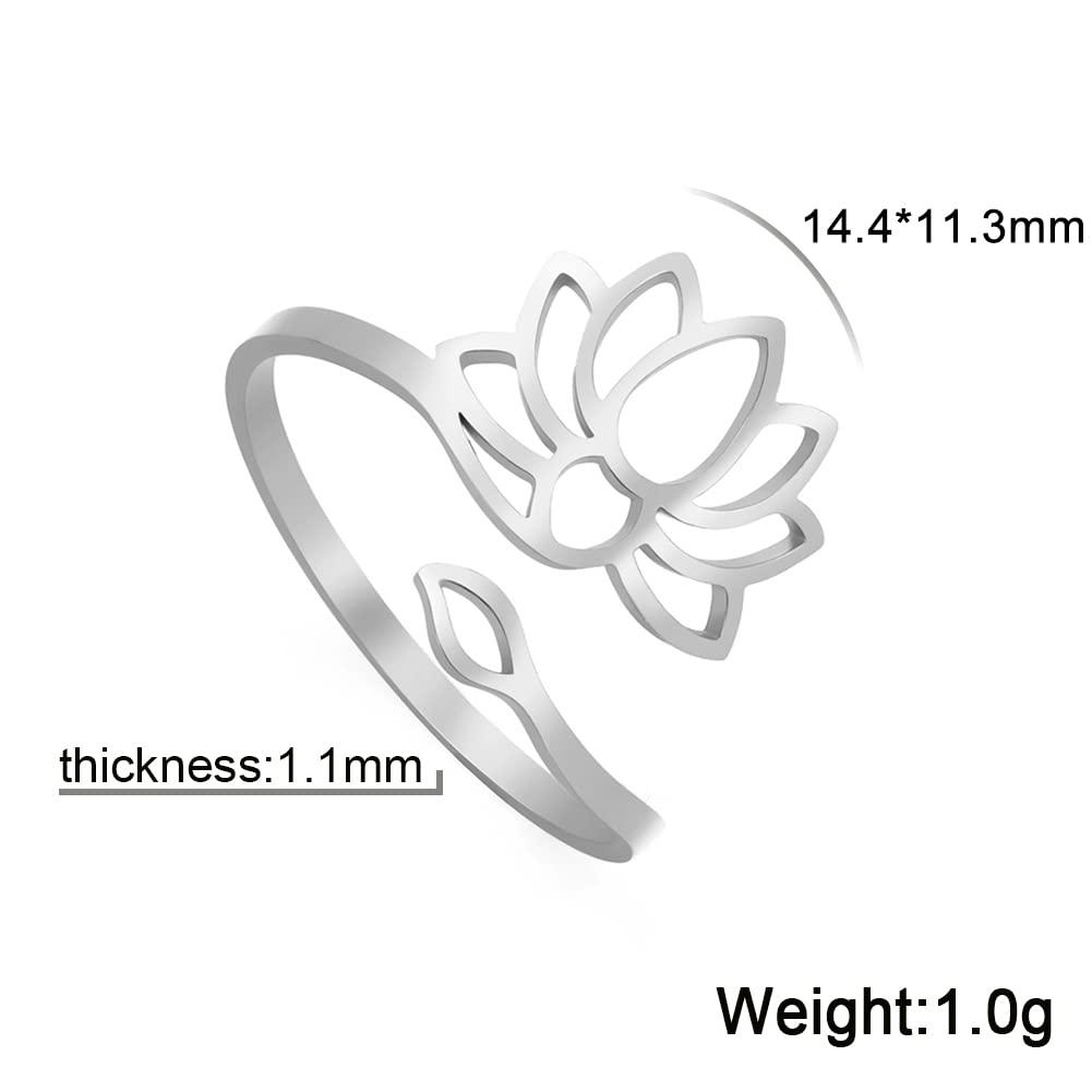 Dreamtimes Lotus Flower Rings for Women Encouragement Lotus Flower Adjustable Vintage Buddha Yoga Wedding Mother Bague Gift