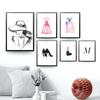 Mode Kunst Poster Rosa Kleid High Heels Mädchen Leinwand Druck Wand Malerei Schönheit Salon Mädchen Zimmer Dekoration Kreative Bild