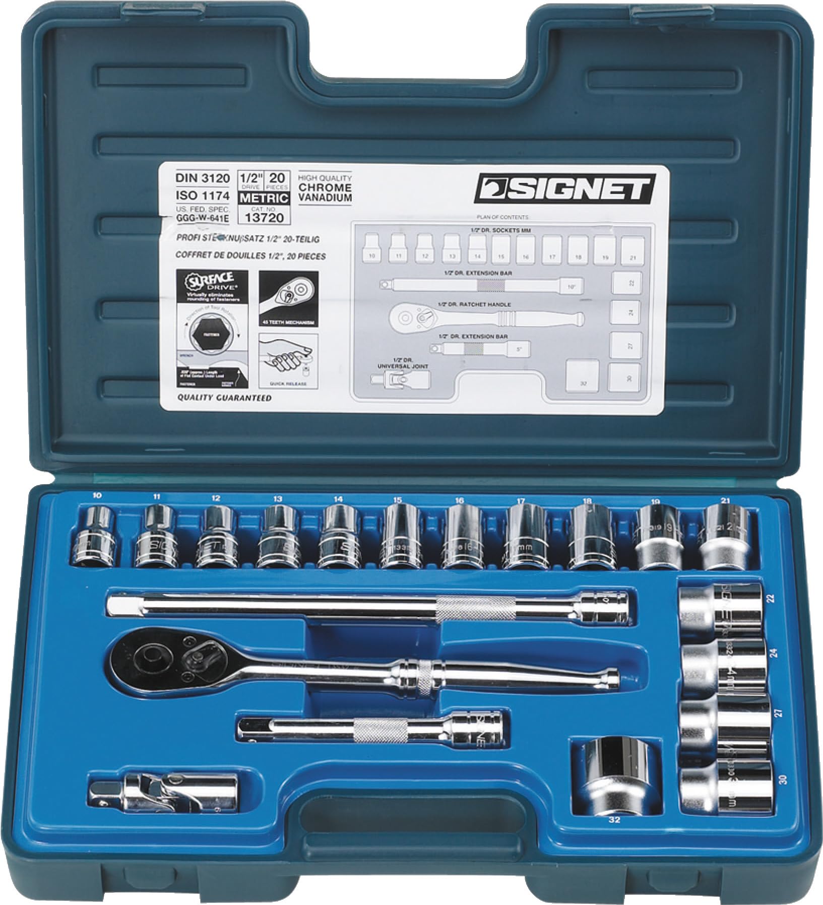

SIGNET Drive MM Socket Wrench Set 13720 1/2 20-Piece