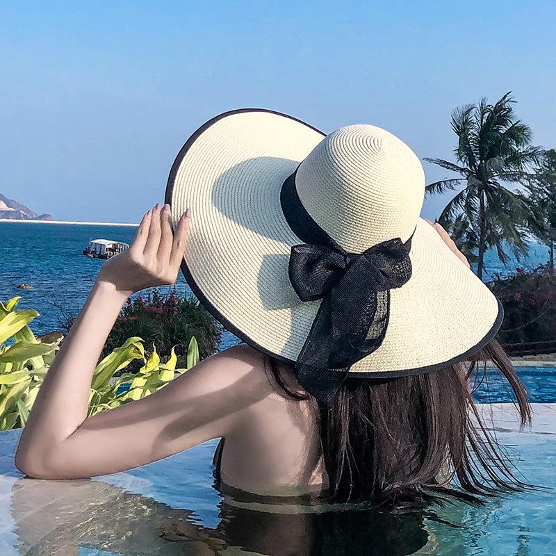 Beach straw hat children summer seaside travel big brim sun protection shade vacation versatile big edge cool hat sun hat