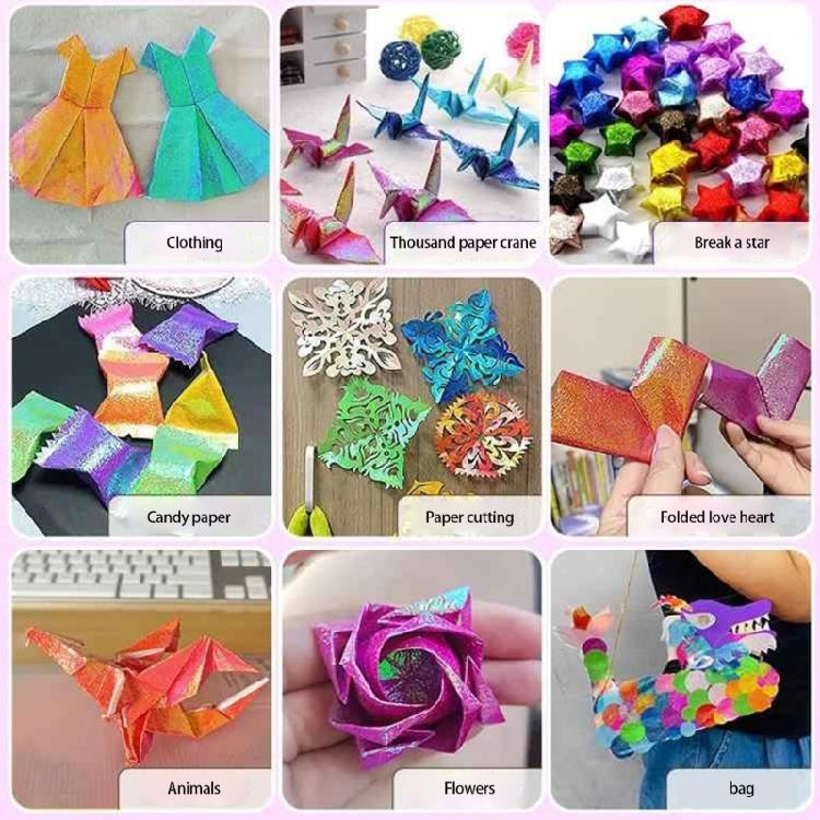 50/100 szt. Wielokolorowy Błyszczący Papier Rękodzielniczy 15cm Kolorowy Migoczący Papier do Tworzenia Kart dla Dzieci i Uczniów Pakowania Prezentów