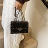 Elegant Urban Minimalist Pu Leather Small Square Bag With Studs And Chain For Fashionable Women