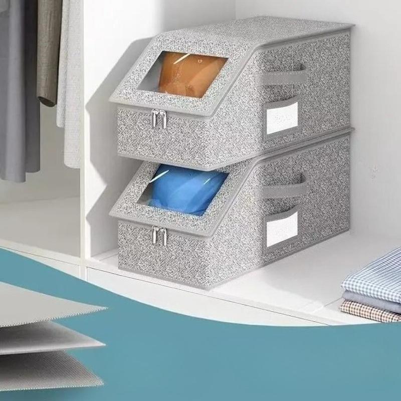 1PC Stackable Baseball Cap Storage Box with Zipper and Lid, Wardrobe Storage Box Suitable for Storing Various Hats, Reusable