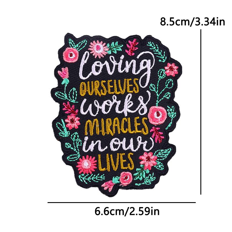 Phrase/Letter Applique Iron On Patches For Clothing Thermoadhesiv Patches On Clothes DIY Sewing Heartening Text Embroidery Patch