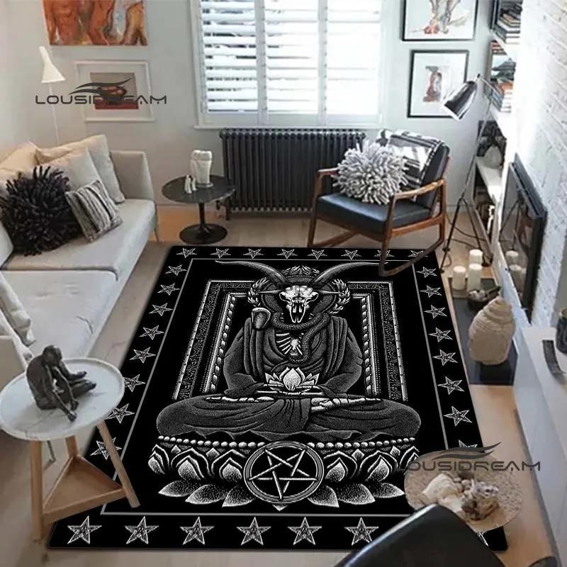 Devil Satan Lucifer Sacrifice Carpet and Rug Goat Baphont Rug Living Room Bedroom Area Carpet Study Porch Bedside Non-slip Mat