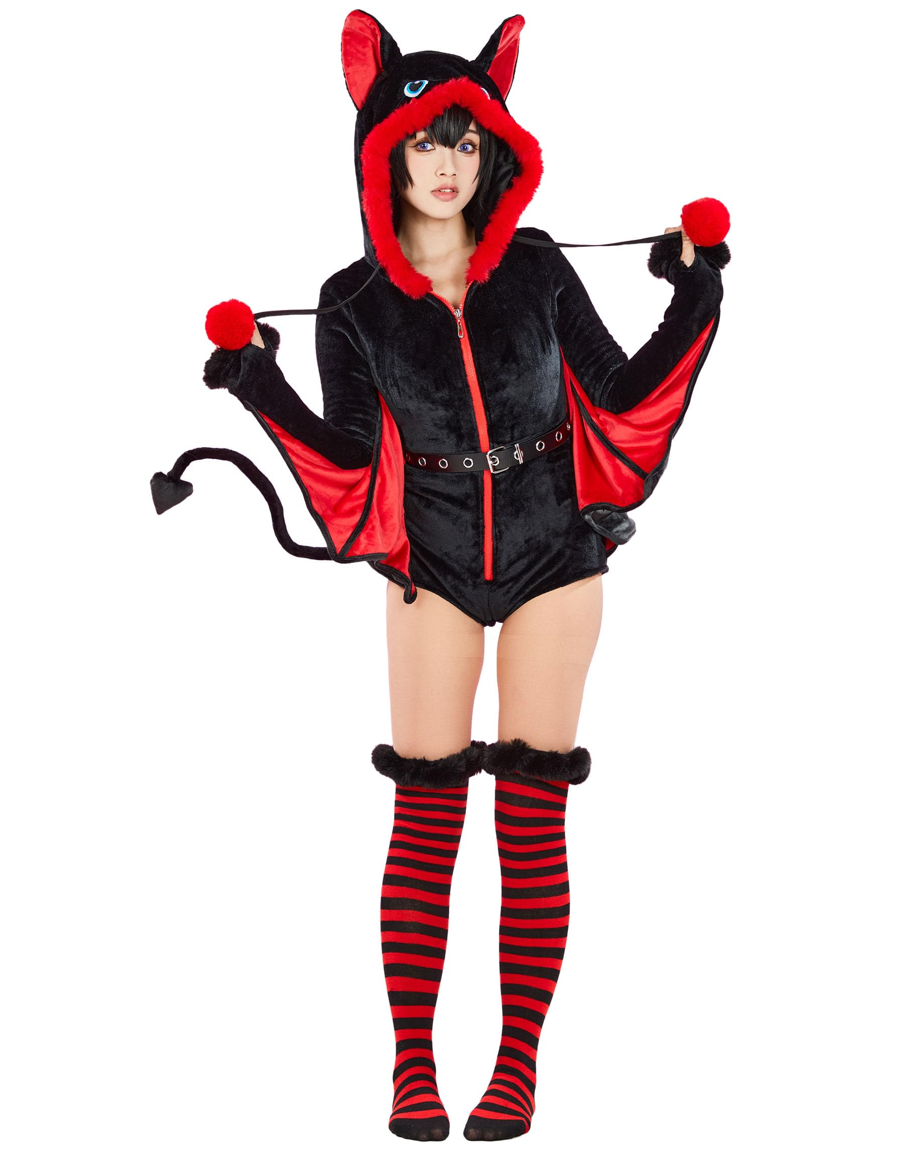 

Mobbunny Devil Witch Queen Vampire Perfect for and Home Includes and and Fluffy Long Sleeve Outfit Black Women s Bat-Style Costume, Cosplay, Anime,