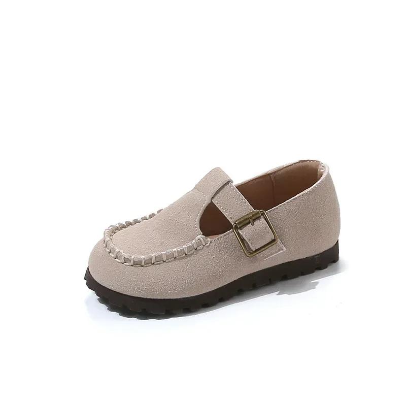 Girls Moccasins British Style Retro Kids Princess Shoes T-strap Round Toes 2025 New Fashion Children Flat Shoes Non-slip Soft