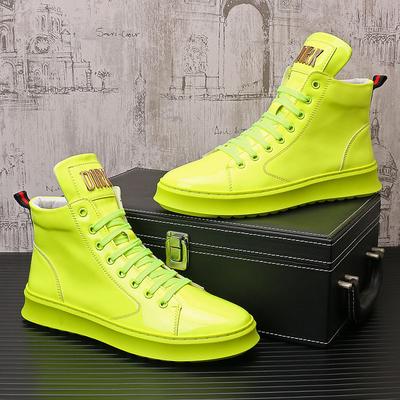 Fashion New Fashion Men's High Tops Patent Leather Everyday All Match Causal Shoes Male Flats Moccasins Walking Sneakers Zapatos Hombre