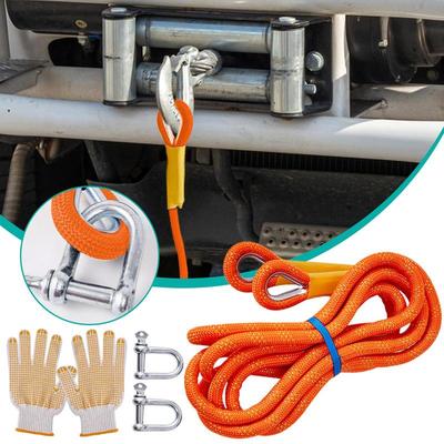 Car Emergency Rescue Rope Portable Recovery Tow Strap Heavy Duty Outdoor Car Tow Strap SUV ATV Tow Strap with Protective Mittens
