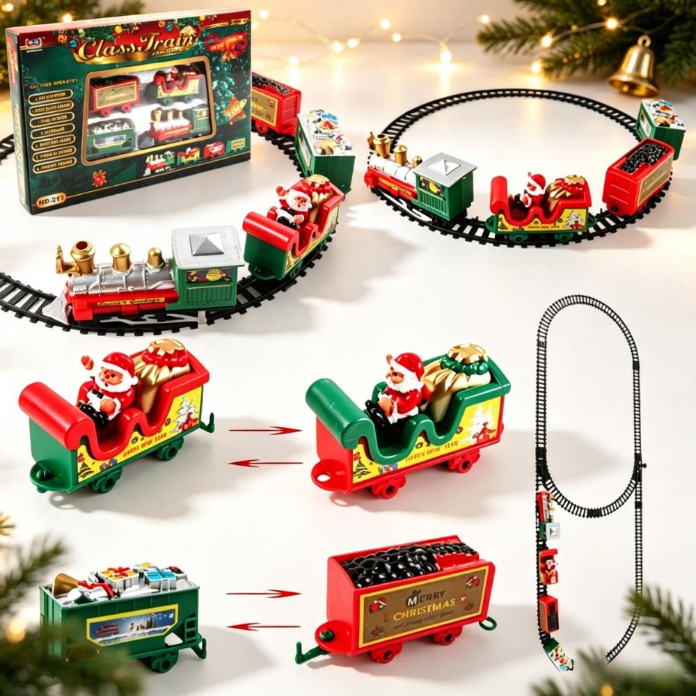 2026 Electric Train Set Mini Santa Claus Rail Car Toy Creative Christmas Tree Decoration Train Kids Education Toy Christmas Gift