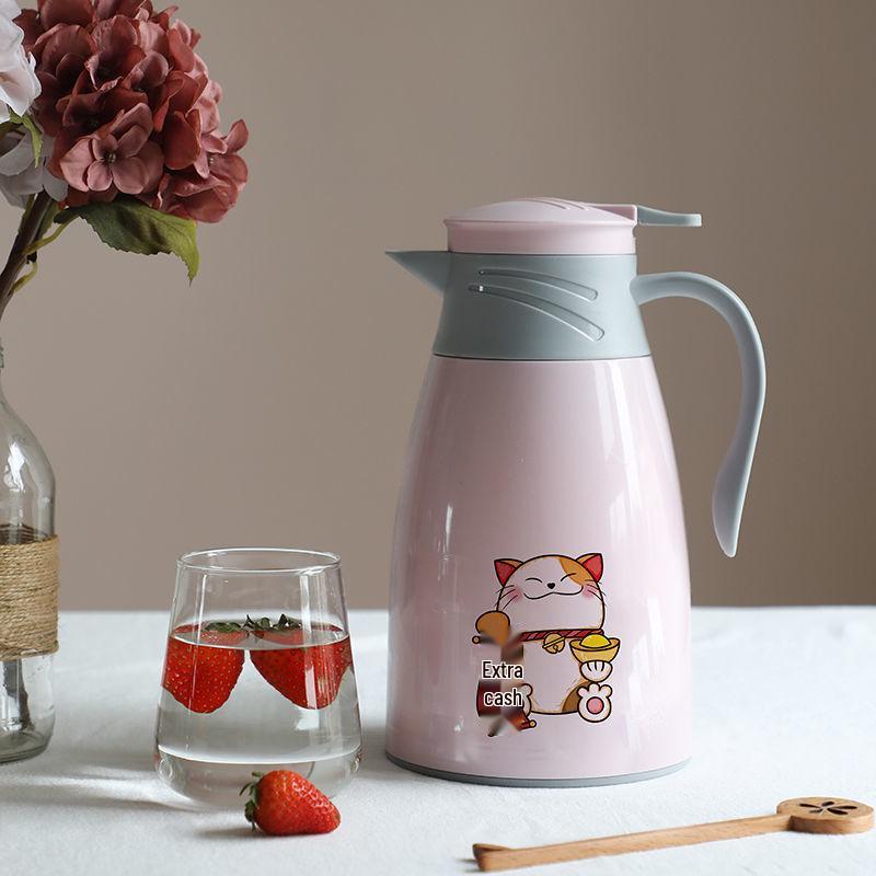 Large Capacity Cat Thermos with Glass Liner - Insulated Kettle for Home and Dorm Use