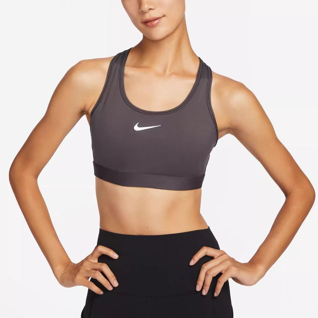 Nike Swoosh Logo U-Back Medium Support Sports Bra Women Underwear Medium-Grey DX6822-254