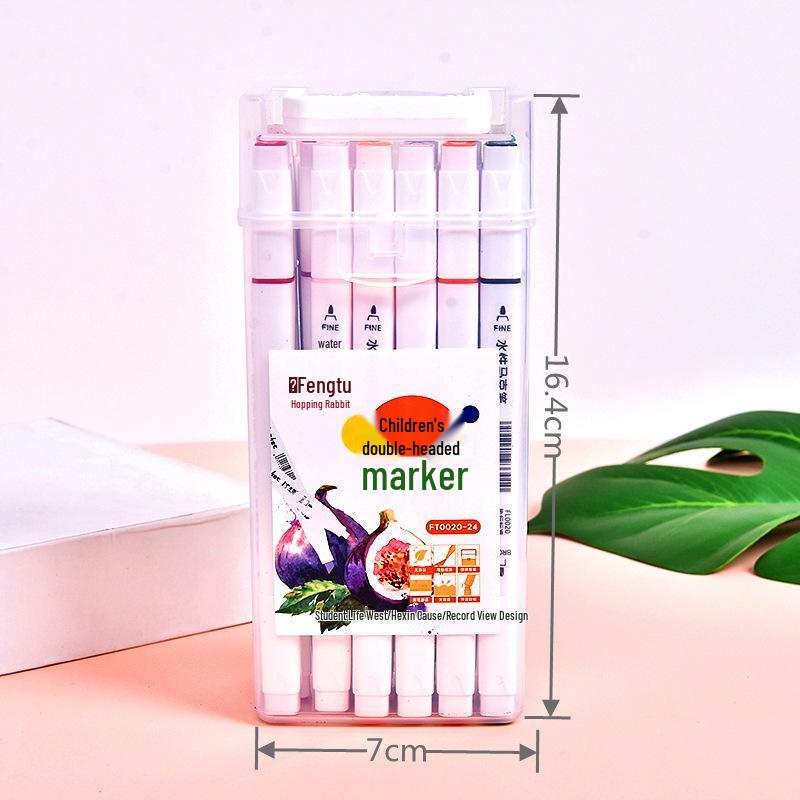Set de Marqueurs à Base d'Eau Double Pointe - 24 ou 48 Couleurs pour les Fournitures d'Art des Étudiants et des Enfants