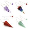 Pendentif Pierres Naturelles Quartz Agates Cristal de Guérison Reiki Cône Améthyste Charme Pierres Pendule Chakra Wicca Pour Divination Radiesthésie