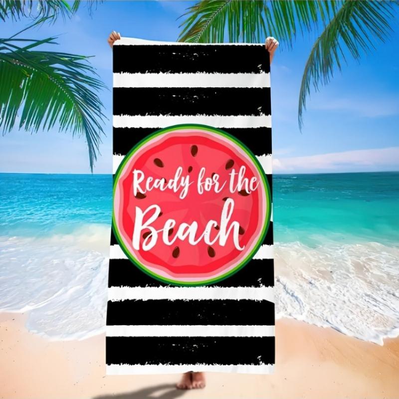 

1pc Watermelon Slice & Striped Beach Towel - Lightweight Microfiber, Quick-Dry, Vibrant Ready to Eat the Beach Design W40*H60(CM)