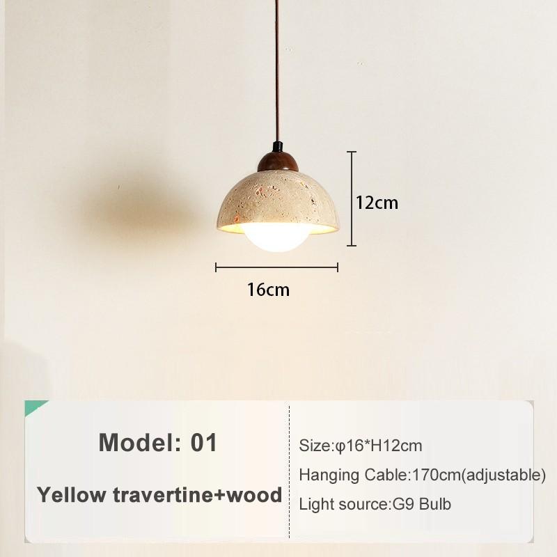 Small Pendant Lamp LED Retro Yellow Hole Stone Bedside Bedroom Dining Room Lighting Hanging Lamp Pendant Light