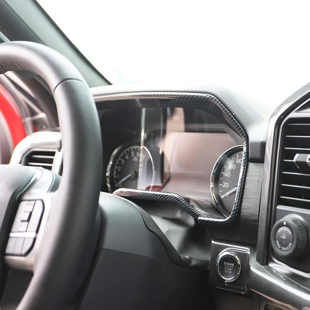 Korlot Carbon Fiber Style Center Console Dashboard Panel Navigation Frame Cover Trim Interior Accessories for Ford F150 2021-2023 (Dashboard(21-23