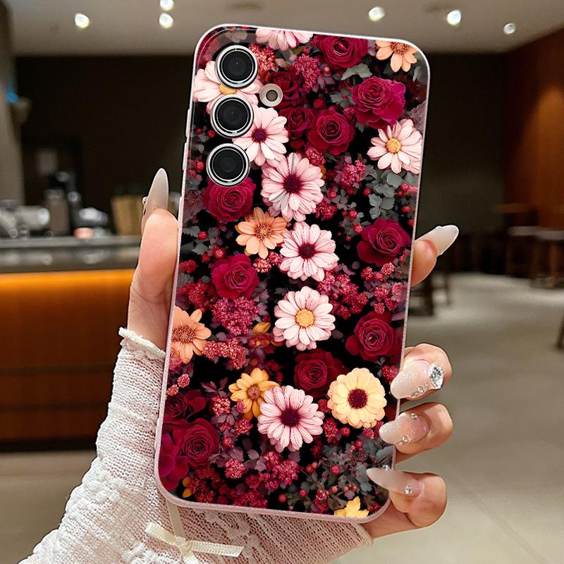 

Чехол для телефона с узором Цветочное дерево Для Samsung Galaxy S26 S25 S24 S23 Ultra S22 Plus S25 FE Edge Мягкий силикон Кожаная текстура Чехол Galaxy S25 FE