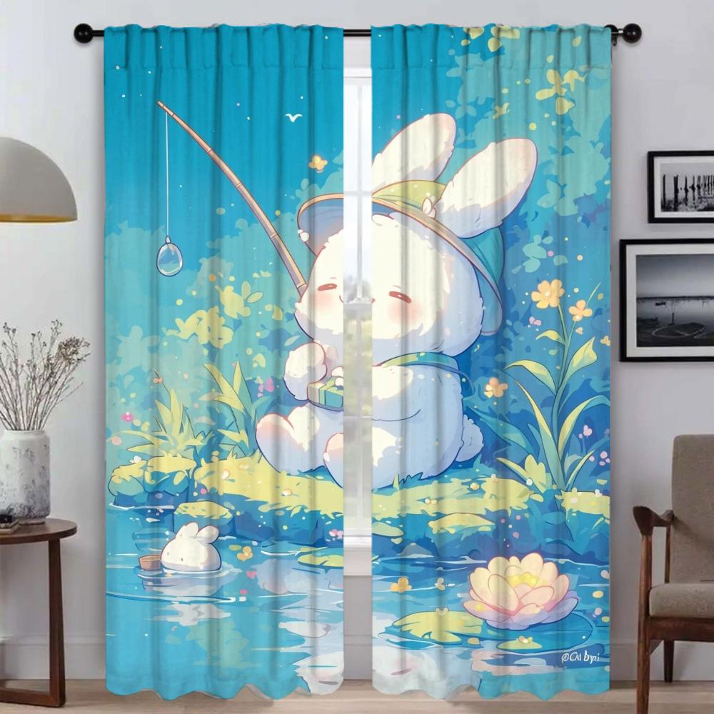 The Lotus Pond Cools Itself Kitchen Curtains for Living Room Blackout Curtain for Room 2 Panel Home Interior Curtains Shades