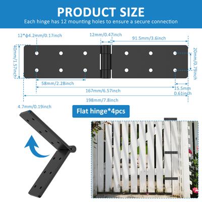 4Pcs Door Hinge with 12 Mounting Hole Metal Folding Hinge Connector Rust Resistant Strong Load Bearing Capacity for Furniture