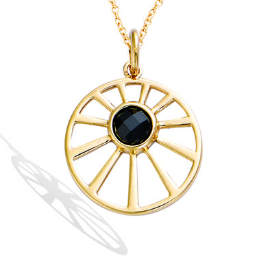 [R7352] - Gold Plated Pendant 'Cleopatra' Black Gold - 20 Mm