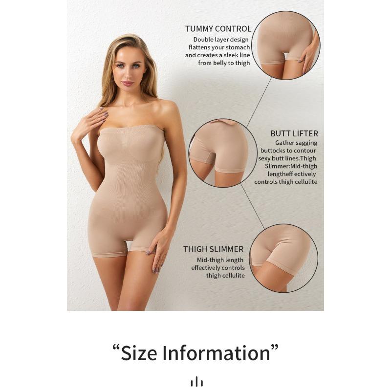 One-piece shapewear: sexy bandeau style with detachable straps; strapless fastening body-shaping corset