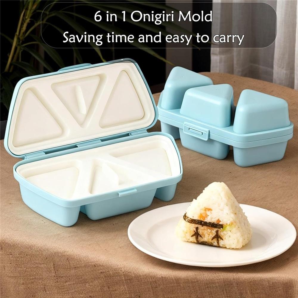 6-in-1 Rice Mold, Triangular Sushi Mold, Foldable Triangular Rice Ball Mold, Quick To Make, Easy To Store, Carry, and Clean