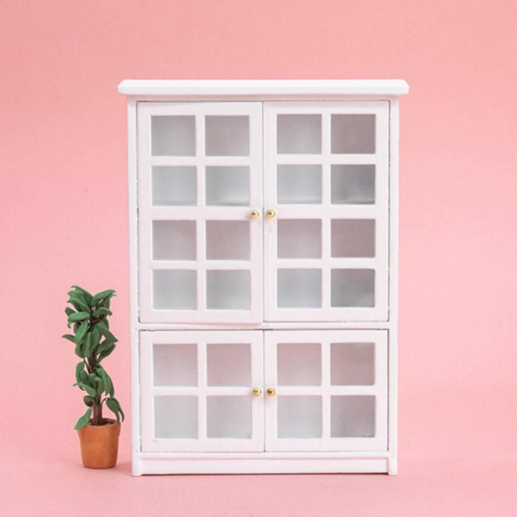 1:12 Scale Dollhouse Cabinet White MDF Display Realistic for Tabletop Displays