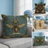 Vintage Queen Bee Printed Cushion Cover Breathable Short Plush Cushion Covers Machine Washable WrinkleResistant Soft Durable