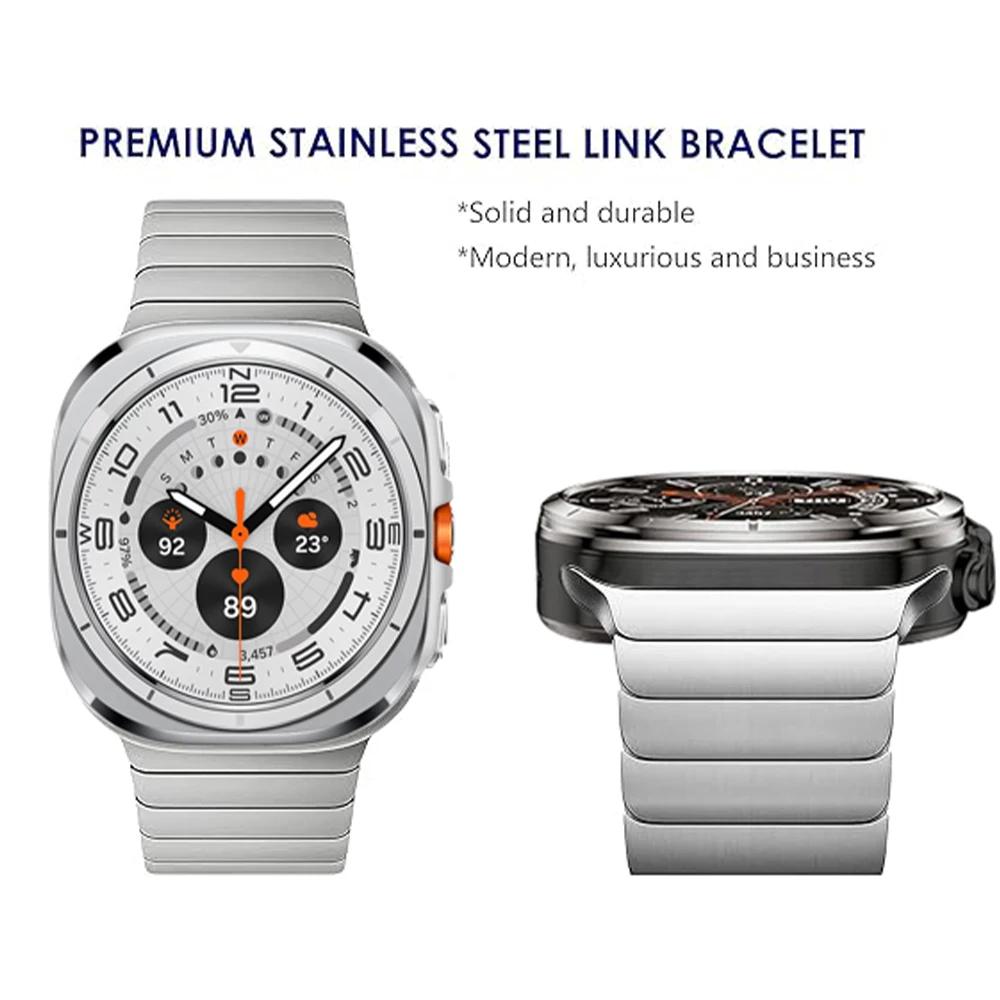 Pánský nerezový řemínek pro Samsung Galaxy watch 8 classic 46mm Ultra 2025 Luxusní článkový náramek pro GALAXY watch 7 6 5 4 44mm 40mm řemínek