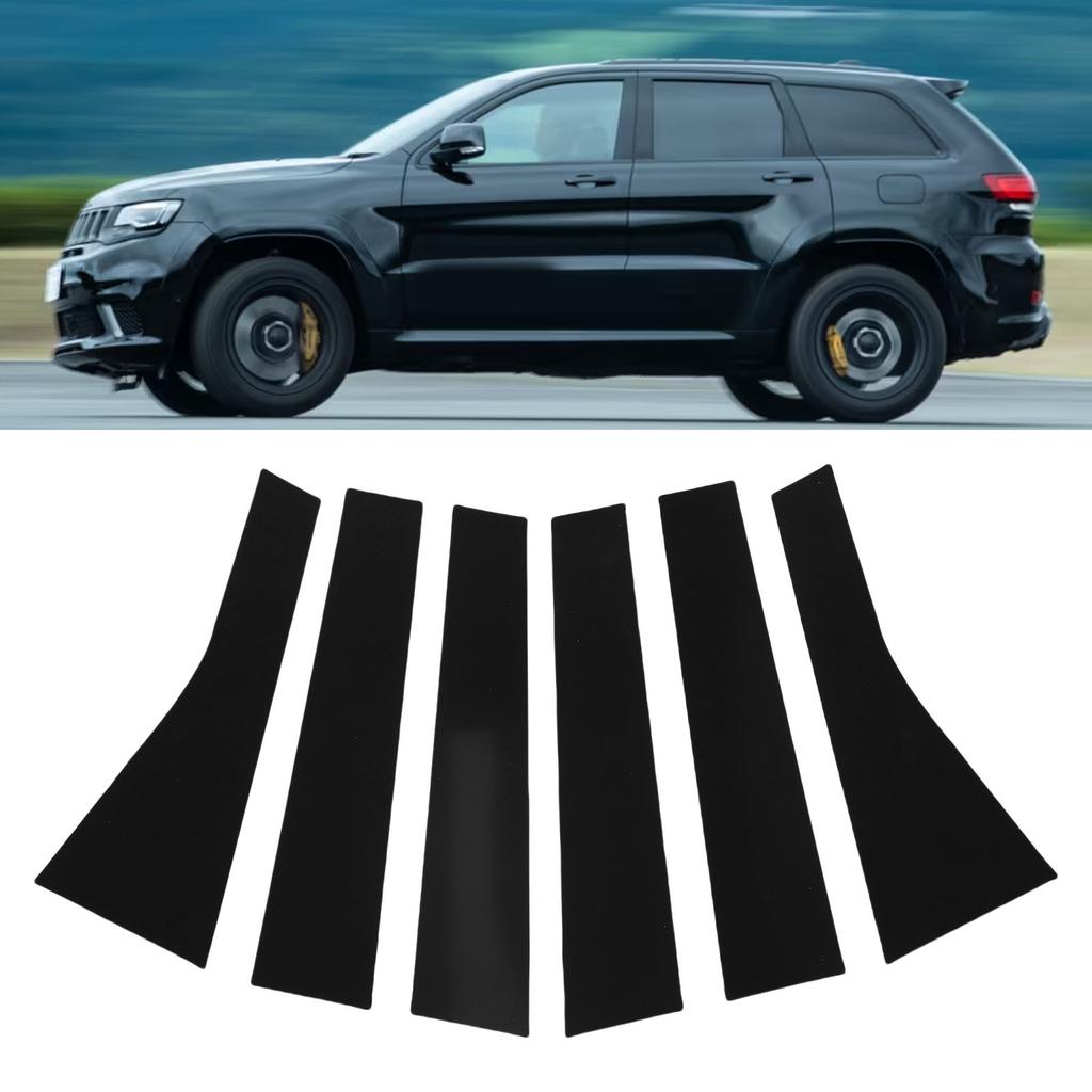 6PCS Car Door Window Pillar Posts Cover Trim Exterior Door Window Pillar Panel Decorative Cover Replacement for     Cherokee 2011-2021