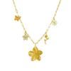 Gold Paperclip Chain Necklace with Flower and Butterfly Charms