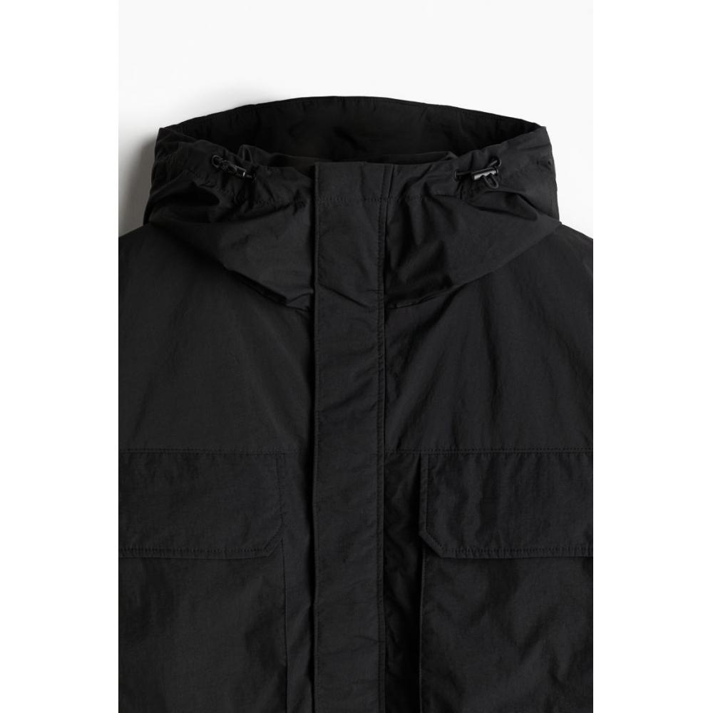 H M Loose Fit Water Repellent Coating Windproof Jacket Black